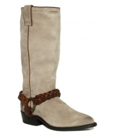 Put your own twist on traditional. The Billy mid-calf boots by Frye take an easy-to-wear profile and turn it around with contrast trim and braided harness straps. Put your own twist on traditional. The Billy mid-calf boots by Frye take an easy-to-wear profile and turn it around with contrast trim and braided harness straps.