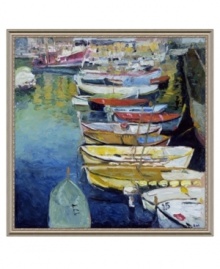 Evoke the colorful sights and smells of the Italian Riviera with this decor-defining art by Jerry Blank. A giclee print on large square canvas, Fishing Boats in Camogli presents an Impressionist-style view of the old world realized in layers of vibrant paint.