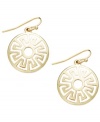 Add a Grecian theme to your look. Charter Club's intricate cut-out earrings feature a circular shape and Greek key pattern. Crafted from gold tone mixed metal. Approximate drop: 1-1/4 inches.