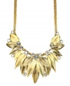 Be one with nature with this stunning frontal necklace from Givenchy. Crafted in 10k gold-plated mixed metal, it displays sculpted leaves with sparkling Swarovski crystals. Approximate length: 16 inches. Approximate drop: 2-1/4 inches.