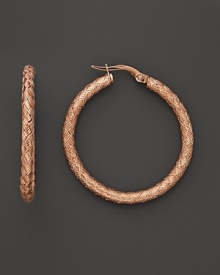 Woven hoops in rose silver by Fifth Season by Roberto Coin. Woven hoops in rose silver by Fifth Season by Roberto Coin.