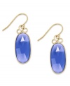 A touch of color livens any look. These stunning 10k gold earrings feature oval-cut blue chalcedony stones (10 ct. t.w.) on french wire. Approximate drop: 1-1/2 inches.