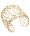 Playful shapes in shiny gold create a look worth noticing. Sequin's chic cuff bracelet is crafted in gold tone mixed metal wire. Approximate diameter: 2-1/4 inches.
