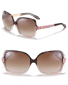 Sunglasses with a wild side. Roberto Cavalli's square oversized frames feature signature logo detail at temples and crocodile inlaid arms. Sunglasses with a wild side. Roberto Cavalli's square oversized frames feature signature logo detail at temples and crocodile inlaid arms.
