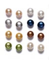 There's truly something for everyone in this versatile stud earrings set. Eight pairs of cultured freshwater pearl earrings (7-8 mm) come in a range of hues including white, light pink, lavender, blue, bronze, chocolate, green and ivory. Stud post backing crafted in 14k gold. Approximate diameter: 3/4 inch.