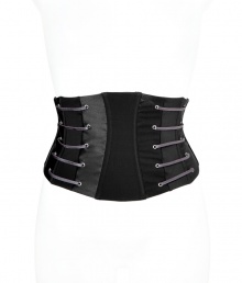 Luxe corset belt in fine synthetic fiber and stretch blend - Especially comfortable thanks to a touch of Elastane - A sophisticated and utterly wearable standout from Chantal Thomass - Chic lace-up detail - Contours the waist and creates a flattering, super-sexy silhouette - Wear with a white blouse and leather leggings or cinch the waist of a fitted maxi dress Luxe corset belt in fine synthetic fiber and stretch blend - Especially comfortable thanks to a touch of Elastane - A sophisticated and utterly wearable standout from Chantal Thomass - Chic lace-up detail - Contours the waist and creates a flattering, super-sexy silhouette - Wear with a white blouse and leather leggings or cinch the waist of a fitted maxi dress