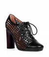Chic black lace up booties from Marc by Marc Jacobs - Retro-inspired styling and cutout details give these booties a style-forward kick - Lace up front closure, mesh-style cutout detail, stacked wood heel - Wear with a 1940-inspired day dress, lace tights, and a blazer