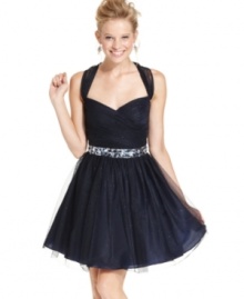 Sparkles, rhinestones, sequins -- Hailey Logan's a-line dress has all the shiny details you need to look like a bonafied princess! Sparkles, rhinestones, sequins -- Hailey Logan's a-line dress has all the shiny details you need to look like a bonafied princess!