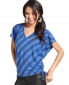 Go all out adorable in a top from BCX that flaunts a drawstring at the side and super-cool stripes!