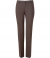 Polished business days call for a collection of chic, tailored separates, and Piazza Sempiones mocha stretch wool trousers are a exquisitely sophisticated choice - Button closure, buttoned back slit pockets, belt loops, tailored fit - Pair with a blazer and pumps