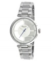 Crystal clear style. Kenneth Cole New York fashions this watch with a uniquely translucent case. Stainless steel bracelet and translucent case with silver tone bezel. White dial features applied silver tone stick indices, printed minute track, logo, hour and minute hands, and blue second hand. Quartz movement. Water resistant to 30 meters. Limited lifetime warranty.