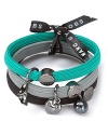 A set of three stylish hair elastics with signature MARC BY MARC JACOBS charms.