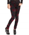 Rich floral-print adorns these skinny jeans from Tinseltown with pretty, tapestry style.