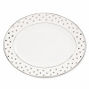 Kate Spade's Larabee Road Platinum, peppered with platinum polka dots, will give your table its own personality. Crafted of white bone china, each piece is dishwasher safe.