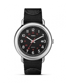 Get glowing. With an Indiglo® night light and convenient date window, Timex's casual watch is bright choice that scores style points with jeans and a favorite tee. Get glowing. With an Indiglo® night light and convenient date window, Timex's casual watch is bright choice that scores style points with jeans and a favorite tee.