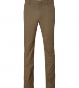 Stylish pants made ​.​.from fine olive-green cotton - Casual, trendy chino cut has relaxed look with slim, straight legs - Features subtle belt loops and sleek, side slit pockets - Polished alternative to jeans - Create a classic weekend look with a favorite tee, cashmere pullover, and sneakers or boots