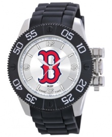 Red Sox Nation! Root for your team 24/7 with this sporty watch from Game Time. Features a Boston Red Sox logo at the dial. Red Sox Nation! Root for your team 24/7 with this sporty watch from Game Time. Features a Boston Red Sox logo at the dial.