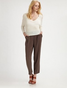 Crisp front pleats and a slightly tailored leg elevate this classic silhouette.Self waistbandZip fly with hook-and-bar closureFront pleatsSide slash pocketsBack welt pocketRise, about 9Inseam, about 28PolyesterDry cleanImportedModel shown is 5'10½ wearing US size 4. Crisp front pleats and a slightly tailored leg elevate this classic silhouette.Self waistbandZip fly with hook-and-bar closureFront pleatsSide slash pocketsBack welt pocketRise, about 9Inseam, about 28PolyesterDry cleanImportedModel shown is 5'10½ wearing US size 4.