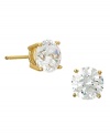 Stun them with sparkle. These CRISLU stud earrings feature round-cut cubic zirconia (4 ct. t.w.) set in sterling silver with a vermeil finish.