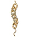 Wrap Aqua's crystal-flecked link bracelet around your wrist for chic accessory showpiece.