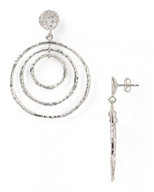 Get inspired by deco glamour this season and don Melinda Maria's drop hoop earrings. Style these bold baubles with a mini shift and platform boots for a lustrous retro look. Get inspired by deco glamour this season and don Melinda Maria's drop hoop earrings. Style these bold baubles with a mini shift and platform boots for a lustrous retro look.