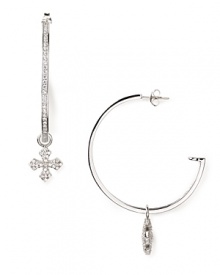 Work a rock-chic edge with Queen Baby's charm-adorned hoops. Go luxe-loud and wear these danglers with this season's headliners--leather and leopard-print. Work a rock-chic edge with Queen Baby's charm-adorned hoops. Go luxe-loud and wear these danglers with this season's headliners--leather and leopard-print.