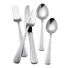 Stonington by R & B Everyday's 45-piece flatware set is both comfortable and stylish, with a gently tapered handle for an air of sophistication. Includes five-piece place settings for eight, plus a five-piece Hostess Set. Dishwasher safe. Stonington by R & B Everyday's 45-piece flatware set is both comfortable and stylish, with a gently tapered handle for an air of sophistication. Includes five-piece place settings for eight, plus a five-piece Hostess Set. Dishwasher safe.