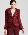 Jewel tones ignited fall runways and this Tory Burch blazer captures the trend as richly-hued tweed emboldens a slim, feminine silhouette. Team with coordinating pants and live out your look in full, glorious color.