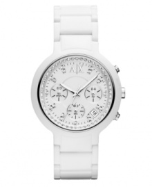 As pure as the driven snow, this chic watch by AX Armani Exchange boasts function and refined style.