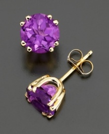Light up the room. Bright round-cut amethysts (3-1/2 ct. t.w.) add just the right amount of color. Set in 14k gold. Light up the room. Bright round-cut amethysts (3-1/2 ct. t.w.) add just the right amount of color. Set in 14k gold.