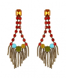 Bring heightened style to your day or night look with these ultra-chic earrings from New York City-based accessory label Dannijo - Drop style, made of stylishly distressed oxidized brass with multicolor Swarovski crystal embellishment - Wear with a classic cocktail dress or an on-trend off-duty ensemble Bring heightened style to your day or night look with these ultra-chic earrings from New York City-based accessory label Dannijo - Drop style, made of stylishly distressed oxidized brass with multicolor Swarovski crystal embellishment - Wear with a classic cocktail dress or an on-trend off-duty ensemble