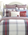 Red tartan plaid presents a smart accent made for this Tommy Hilfiger bedding collection. A top closure of tailored shirt buttons mark this European sham with sophisticated style.