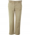 Stylish pant in sand cotton - Chinos are again in, in, in - slim waistband with loops - hot with a luxurious designer belt - slim and straight legs in new italian ankle length - slightly worn, used look - styling hit, wear at the office with a white blouse, blazer and pumps, at leisure time with a polo shirt and ballet flats - fits one size bigger