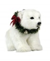 Who's ready to play? This cute-as-a-button polar bear cub jingles all the way with his festive wreath of jingle bells accented with a cheerful red ribbon.