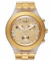 Light a spark to your summer looks with this golden chronograph watch from Swatch's Full-Blooded collection.