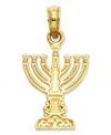 Cherish the memory of Hanukkah with this beautiful Menorah charm. Crafted in 14k gold. Chain not included. Approximate length: 8/10 inch. Approximate width: 1/2 inch.