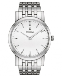 A timelessly handsome watch for everyday, or your finest hour. Silvertone stainless steel bracelet and round case. Round white dial with logo and stick indices. Quartz movement. Water resistant to 30 meters. Three-year limited warranty. A timelessly handsome watch for everyday, or your finest hour. Silvertone stainless steel bracelet and round case. Round white dial with logo and stick indices. Quartz movement. Water resistant to 30 meters. Three-year limited warranty.