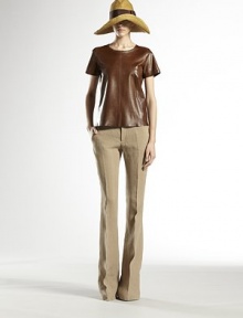 Skinny flared legGucci metal tag detailCanvas linenDry cleanMade in Italy of imported fabricModel shown is 5'11 (180cm) wearing US size 4. Skinny flared legGucci metal tag detailCanvas linenDry cleanMade in Italy of imported fabricModel shown is 5'11 (180cm) wearing US size 4.