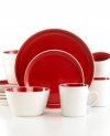 Made to last and easy to love, Oneida's Color Burst dinnerware boasts everyday durability and a modern two-tone design. A treat for tables of four, this set combines bright white and cherry red in clean coupe shapes.
