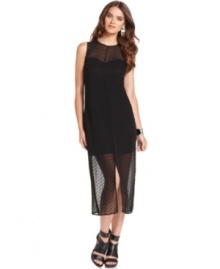Swiss-dot chiffon gets a modern makeover with this sheer Kensie dress -- perfect for a downtown-chic look!