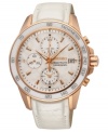 Fire and ice. Rosy warmth and fresh whites create a stylish Sportura watch by Seiko.