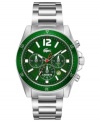 Green with envious style, this chronograph from Lacoste's Seattle collection blends sport with fashion.