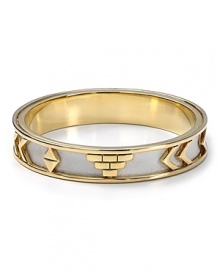 Work Southwestern-inspired shine on your wrist with House of Harlow's 1960's Aztec bangle. Solo or stacked, the leather and gold bracelet exudes exotic. Work Southwestern-inspired shine on your wrist with House of Harlow's 1960's Aztec bangle. Solo or stacked, the leather and gold bracelet exudes exotic.