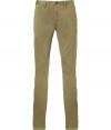 Casual and cool in a modern slim cut, Burberry Brits dark khaki chinos count as a must-have alternative to everyday favorite jeans - Five pockets, button closure, belt loops, slim fit - Pair with button-downs, blazers and lace-ups