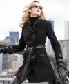 MICHAEL Michael Kors' cadet coat gets the look right with sleek faux leather details and polished piped trim.