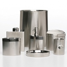 Stainless steel tray. Shiny and sleek, Executive bath accessories by Hudson Park are a bold statement for any bathroom. Stainless steel tray. Shiny and sleek, Executive bath accessories by Hudson Park are a bold statement for any bathroom.