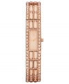 Shimmering crystal accents and rose-gold hues create a lovely presence on this DKNY watch.