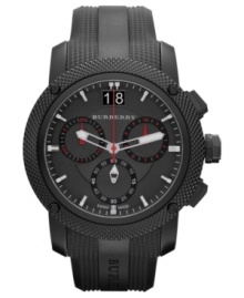 Burberry blacks out imperfections on this luxury chronograph timepiece. Burberry blacks out imperfections on this luxury chronograph timepiece.