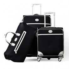 Duffel bag with four multi-direction wheels makes for easy travel. Features two handles; one front zipper compartment. Duffel bag with four multi-direction wheels makes for easy travel. Features two handles; one front zipper compartment.