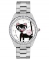 Meow-worthy fashion from Betsey Johnson. This classic watch gets added sass with crystal accents and a darling cat graphic.